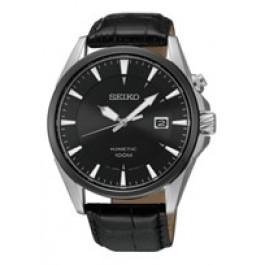 Bracelet de montre Seiko 5M62-0DB0 / SKA569P2 / L00F014J0 Cuir Noir 22mm